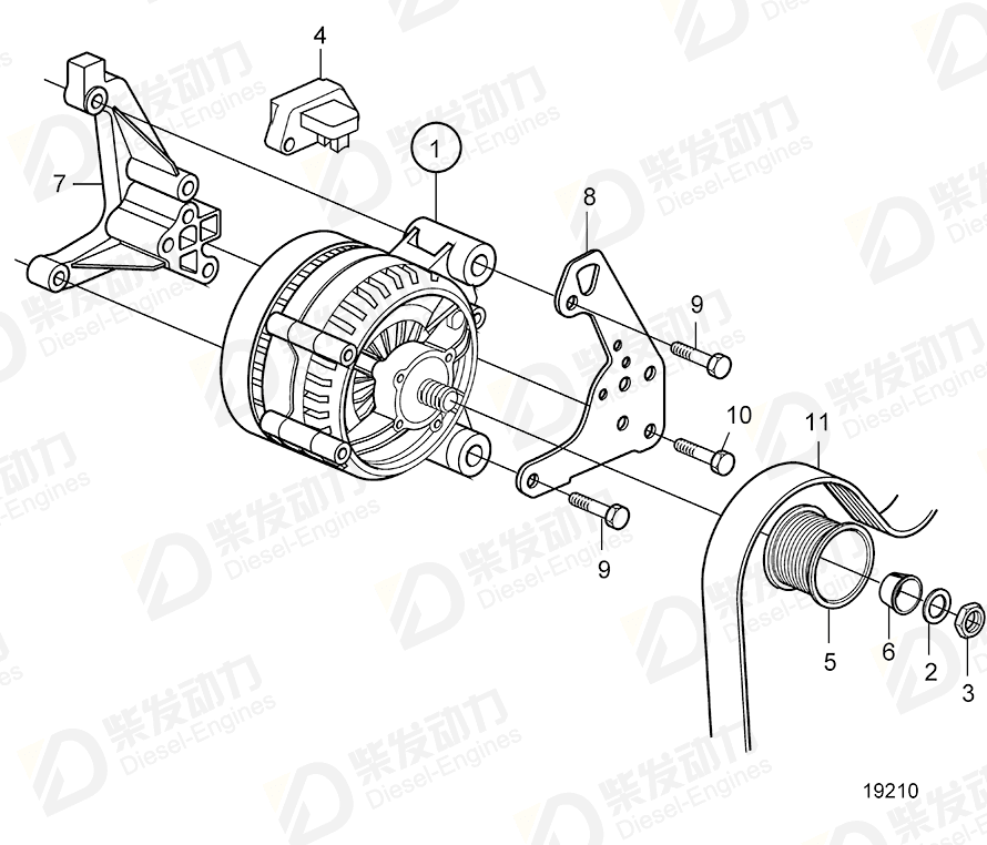 volvo penta Alternator, 28V 80A 20715635 Drawing volvo penta Alternator, 28V 80A 20715635 Drawing